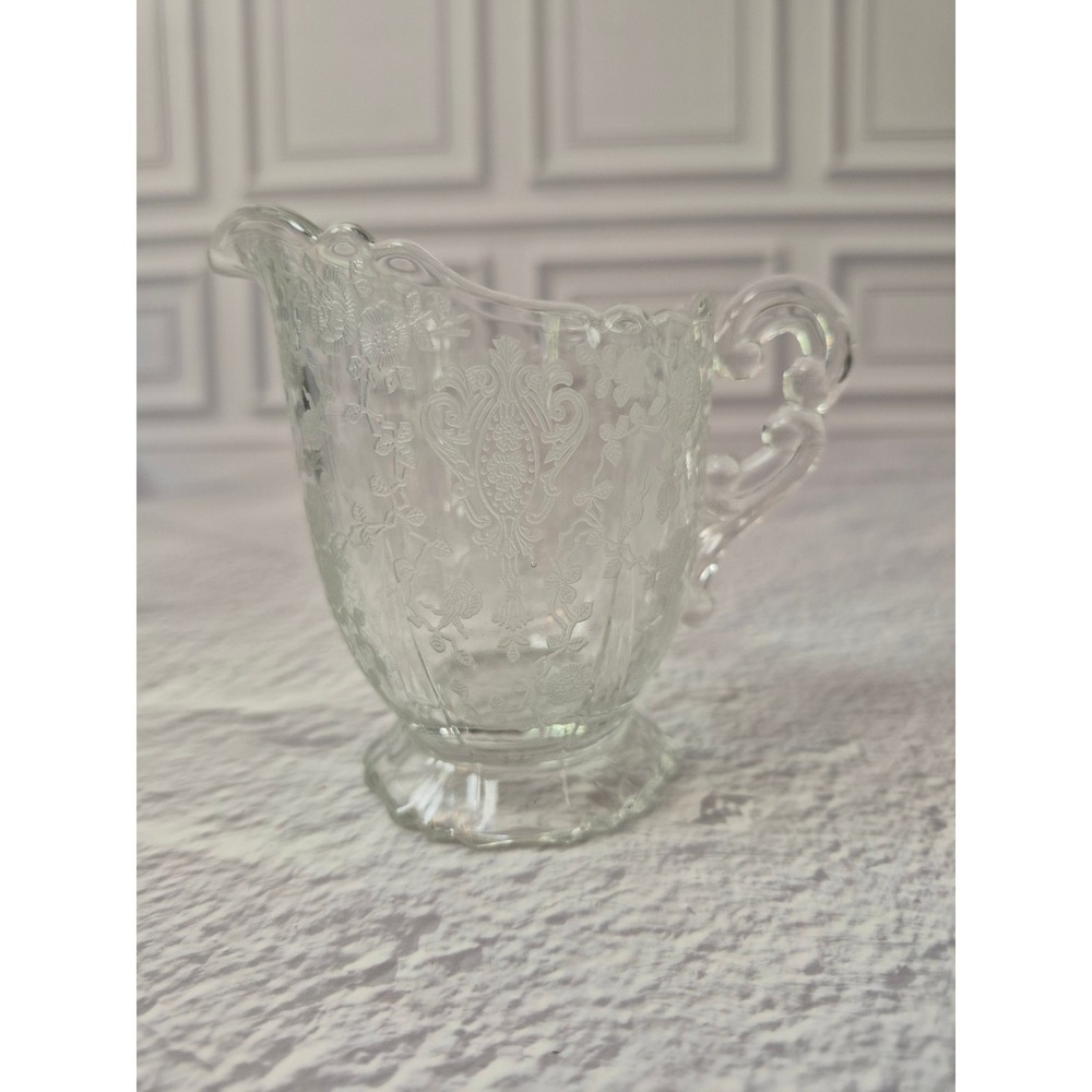 Cambridge Glass Princess Clear Pressed Glass Footed Creamer